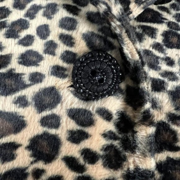 Vtg F.L. Malik Size L Cropped Leopard Mismatched Button Faux Fur Jacket - Picture 5 of 10